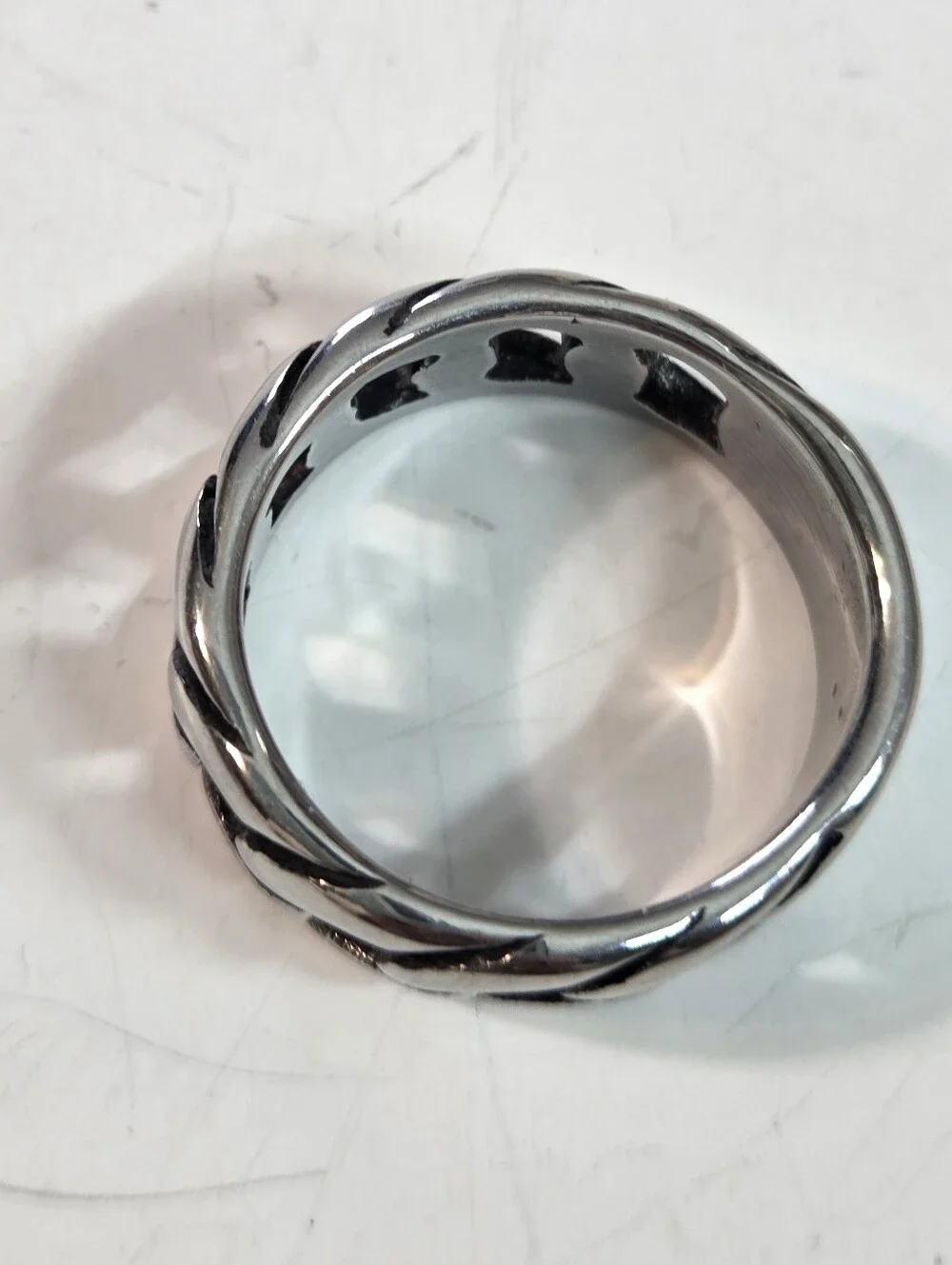 stainless steal Chunky Silver Chain Link Ring mens sz 10 brutalist masculine